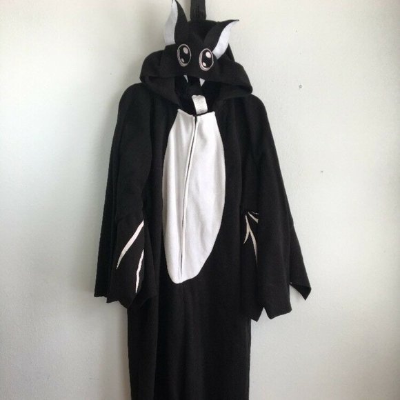 Target Other - Mens Womens Adult Bat Costume One Piece Jumpsuit Black XL Hooded Wings Fleece